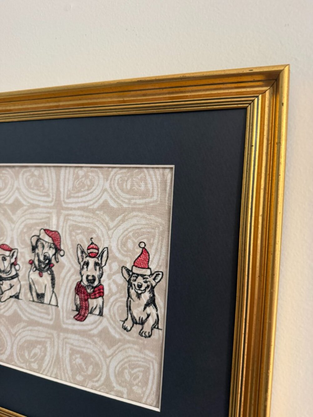 Homemade Holiday Dogs Framed Embroidery Art 11X14 - Picture 6 of 7